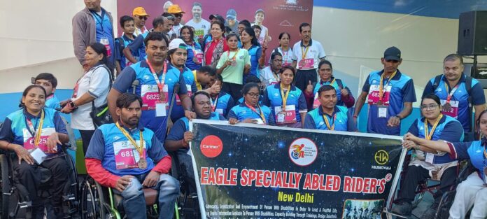 Eagle Specially Abled Riders proudly taking part in the Vedanta Delhi Half Marathon 2025, inspiring thousands with their courage, determination, and spirit of inclusion. Eagle Specially Abled Riders proudly taking part in the Vedanta Delhi Half Marathon 2025, inspiring thousands with their courage, determination, and spirit of inclusion.