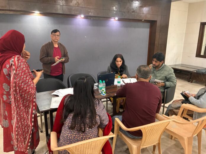 AOA members and residents during the SIR camp organised at Eldeco Amantran Society, Sector 119, aimed at facilitating mandatory record verification.