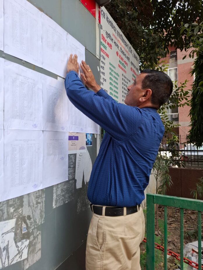 Voter list displayed at Community Centre and main gates of Sector Alpha-1 ahead of RWA elections scheduled for March 15, 2026.