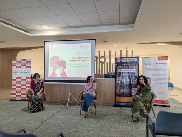Health experts and volunteers come together at Medanta Hospital, Noida during the “Aao Karein – Mahilaon Ki Baat” awareness program organized on the occasion of International Women’s Day, promoting women’s health, preventive care and wellness.