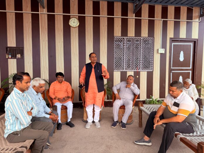Residents gather during a nukkad sabha in Dadri ahead of the grand inauguration of Noida International Airport, with leaders urging maximum public participation. Residents gather during a nukkad sabha in Dadri ahead of the grand inauguration of Noida International Airport, with leaders urging maximum public participation.