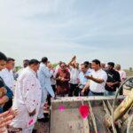 MLA Tejpal Singh Nagar inaugurates the road construction project in Khursedpur village, Dadri, in the presence of residents and local representatives.