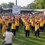 Participants of JVCC Laughter Club celebrate World Laughter Day 2026 with laughter yoga, dance performances and wellness activities at JVCC Lawn in Sector 21, Noida.