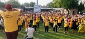 Participants of JVCC Laughter Club celebrate World Laughter Day 2026 with laughter yoga, dance performances and wellness activities at JVCC Lawn in Sector 21, Noida.