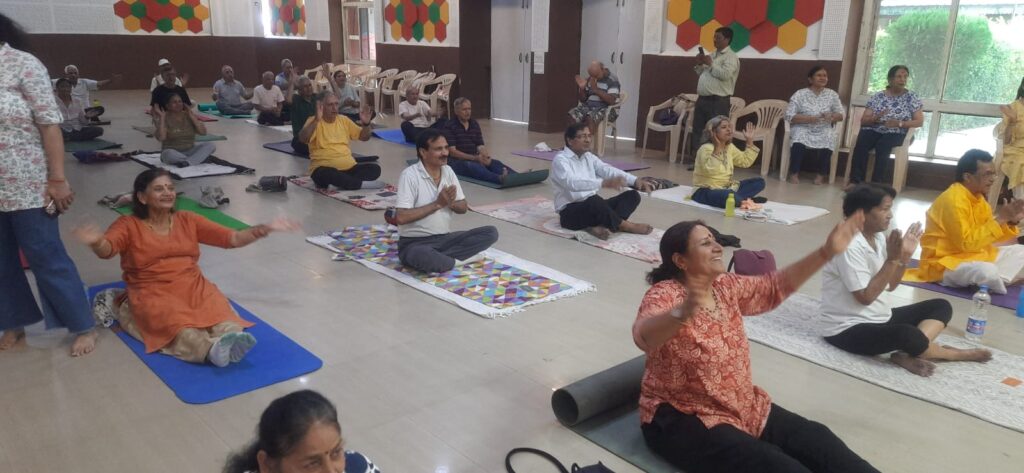 Participants attend an immersive sound meditation and gratitude session at JVCC Vibrant Hall, facilitated by wellness and creative healing coach Piya, focusing on mindfulness, relaxation and inner healing.