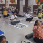Participants attend an immersive sound meditation and gratitude session at JVCC Vibrant Hall, facilitated by wellness and creative healing coach Piya, focusing on mindfulness, relaxation and inner healing.