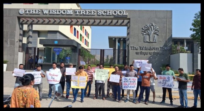 Parents Protest Against Alleged Fee Hike Outside Wisdom Tree School in Greater Noida West