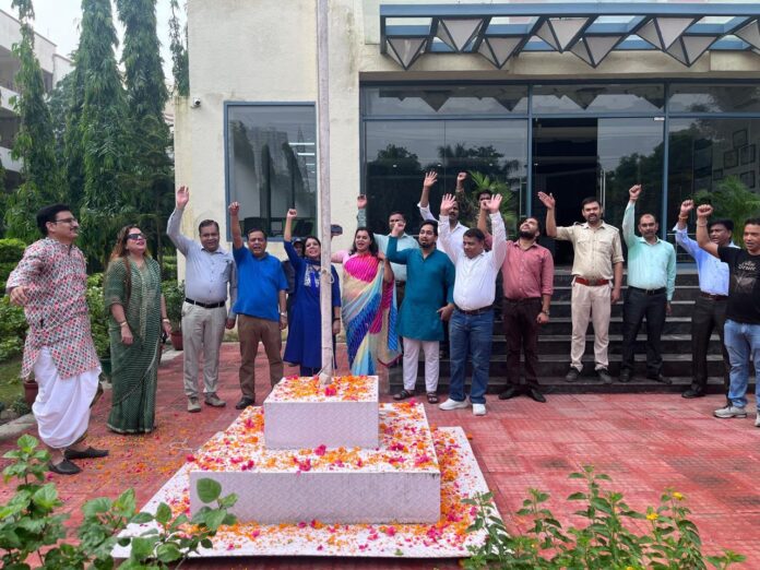 Students of IMS Noida present patriotic cultural performances during the Independence Day celebrations on the institute campus.