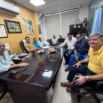 Gautam Buddh Nagar Hockey Association members hold a meeting to discuss preparations for Sports Day on the birth anniversary of hockey legend Major Dhyan Chand and plans to promote sports among young players.