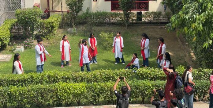 IMS Noida Cultural Club students perform a street play on Ganesh Chaturthi, highlighting the importance of responsible celebrations, social harmony and sensitivity towards others.