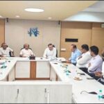 NHAI and Sardar Sarovar Narmada Nigam Limited officials during the signing of an MoU in Gandhinagar to streamline approvals for national highway, canal and pipeline crossings across Gujarat.