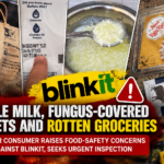 A representational image highlighting consumer concerns over the alleged delivery of stale milk, fungus-covered sweets and spoiled groceries through Blinkit in Jaipur. The consumer has urged authorities to inspect quick-commerce dark stores and investigate product quality and refund complaints.