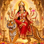 मां चंद्रघंटा के दिव्य स्वरूप के दर्शन। नवरात्रि के तीसरे दिन मां की आराधना साहस, शांति और शक्ति की कामना के साथ की जाती है।