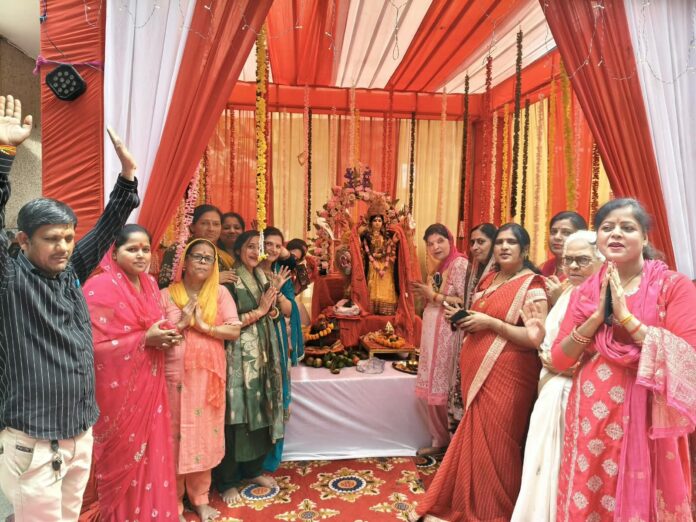 Mata Rani was installed at Udyog Vihar, Sector 82, Noida, amid Vedic chants and traditional rituals, marking the beginning of the nine-day Sharadiya Navratri Mahotsav 2026. Mata Rani was installed at Udyog Vihar, Sector 82, Noida, amid Vedic chants and traditional rituals, marking the beginning of the nine-day Sharadiya Navratri Mahotsav 2026.